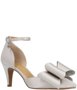 �W�F�C���j�[ ���f�B�[�X �V���[�Y �p���v�X �T�e�� �A���N�� J. Renee Pammie Satin Ankle Strap Bow Pumps Light Gray �O���[
