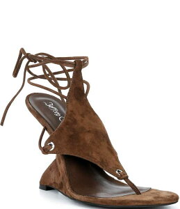 �W�F�t���[ �L�����x�� ���f�B�[�X �V���[�Y �T���_�� �X�G�[�h �A���N�� Jeffrey Campbell Pachouli Suede Ankle Wrap Thong Sculpted Wedge Dressandals Espresso
