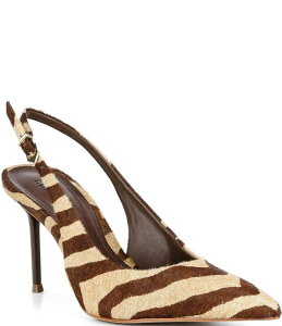 �V���b�c ���f�B�[�X �V���[�Y �q�[�� �v�����g Schutz Paola Zebra Print Haircalf Slingback Higheel Pumps Natural �A�j�}��