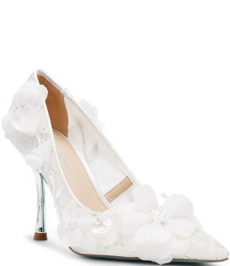 �x�b�c�B�W�����\�� ���f�B�[�X �V���[�Y �p���v�X �t�����[�� �t�����[ Blue by Betsey Johnson Darcy Floral Ornament Stiletto Pumps Ivory �A�C�{���[