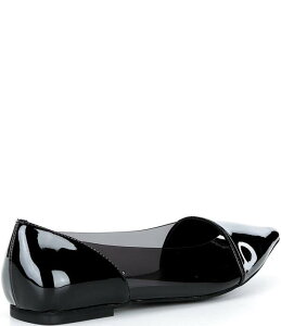 �W�F�t���[ �L�����x�� ���f�B�[�X �V���[�Y �p���v�X ���U�[ Jeffrey Campbell Stealthy Patent Leather Clear Side Pointed Toe Flats Black Combo �u���b�N