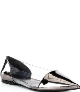 �W�F�t���[ �L�����x�� ���f�B�[�X �V���[�Y �p���v�X ���U�[ Jeffrey Campbell Stealthy Patent Leather Clear Side Pointed Toe Flats Pewter/Clear �s���[�^�[