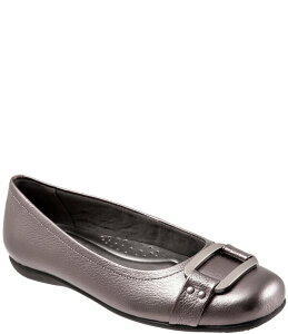 gb^[Y fB[X V[Y pvX U[ Trottersizzle Signature Leather Buckle Ornament Ballet Flats Pewter s[^[