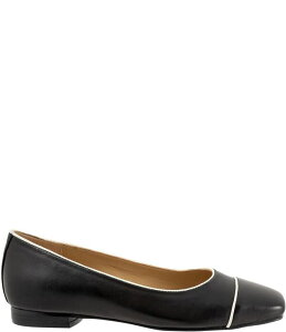 �g���b�^�[�Y ���f�B�[�X �V���[�Y �p���v�X ���U�[ Trotters Harbor Leather Square Toe Flats Black/White �z���C�g