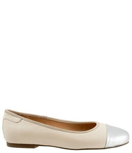�g���b�^�[�Y ���f�B�[�X �V���[�Y �p���v�X �J���[�u���b�N �L���b�v ���U�[ Trotters Clara Colorblock Leather Cap Toe Flats Ivory/Silver �A�C�{���[