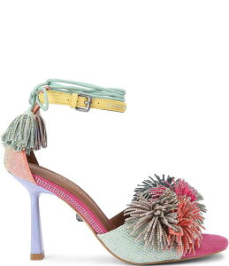 J[gWFCK[h fB[X V[Y T_ bvs[X AN Kurt Geiger London Embellished Pom Tassel Ankle Wrap Dressandals Pink/Multi sN