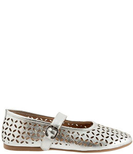 �u�G�m ���f�B�[�X �V���[�Y �p���v�X ���U�[ Bueno Kehlani Perforated Leather Laser Cut Mary Jane Ballet Flats Dark Silver �V���o�[