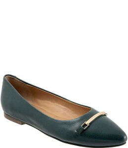 �g���b�^�[�Y ���f�B�[�X �V���[�Y �p���v�X ���U�[ Trotters Everly Leather Pointed Toe Flats Emerald �G�������h