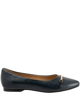 �g���b�^�[�Y ���f�B�[�X �V���[�Y �p���v�X ���U�[ Trotters Everly Leather Pointed Toe Flats Navy �l�C�r�[