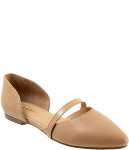 �g���b�^�[�Y ���f�B�[�X �V���[�Y �p���v�X ���U�[ Trotters Emory Leather Pointed Toe Flats Beige �x�[�W��