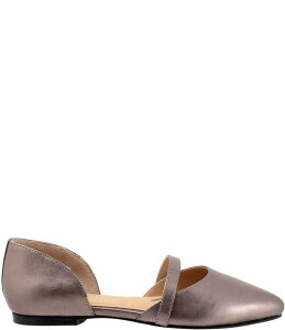 �g���b�^�[�Y ���f�B�[�X �V���[�Y �p���v�X ���U�[ Trotters Emory Leather Pointed Toe Flats Pewter �s���[�^�[