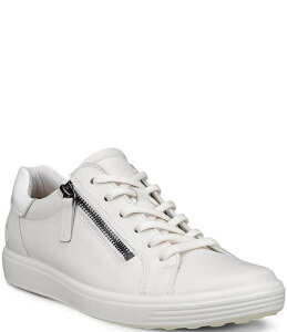 GR[ fB[X V[Y Xj[J[ U[ ECCO Soft 7 Leather Side Zip Sneakers White zCg