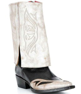 xbhXe fB[X V[Y u[cECu[c g[ U[ Bed Stu Blindistressed Embossed Leather Foldover Tall Western Boots Nectar/Black ubN