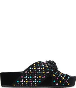�J�[�g�W�F�C�K�[�����h�� ���f�B�[�X �V���[�Y �T���_�� �`�F���V�[ Kurt Geiger London Chelsea Heart Embellished Crosstrap Slide Sandals Black Combo �u���b�N