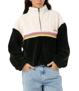 ���b�v�J�[�� ���f�B�[�X �A�E�^�[ �W���P�b�g�E�u���]�� �t���[�X Rip Curl Surf Revivalong Sleeve Color Block Polar Fleece Jacket Black/Off-White �I�t�z���C�g