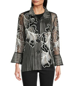 �A�� �}�C���X ���f�B�[�X �g�b�v�X �J�b�g�\�[ �T�e�� Ali Miles Woven Satin Soutache Leaf Stripe Wire Collar 3/4 Sleeve Button-Frontunic Neutral �X�g���C�v