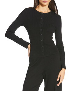 �W�����r�j ���f�B�[�X �A�E�^�[ �j�b�g�E�Z�[�^�[ �N���[�l�b�N �J�[�f�B�K�� Gianni Bini Diane Long Sleeve Crew Neck Coordinating Cardigan Black �u���b�N