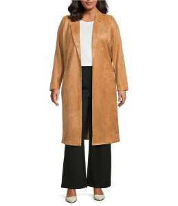 XJCYAu[ fB[X AE^[ R[g vXTCY XG[h WPbg Skies Are Blue Plusize Collared Long Sleeve Faux Suede Duster Jacket Camel L