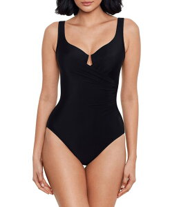 �~���N���X�[�c ���f�B�[�X �g�b�v�X �����s�[�X Miraclesuit Must Haves Underwire Bra Front Keyhole Tank One Piece Swimsuit Black �u���b�N