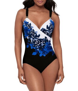 �~���N���X�[�c ���f�B�[�X �g�b�v�X �����s�[�X V�l�b�N Miraclesuit Ombra Fiore Siren V-Neck Underwire Surplice One Piece Swimsuit Black Multi �u���b�N