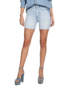 �Q�X ���f�B�[�X �{�g���X �n�[�t�p���c�E�V���[�c �V���[�g�p���c Guess 80's Pedal High Rise Frayed Hem Shorts The Seaside