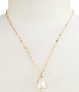 �Z�U���k ���f�B�[�X �A�N�Z�T���[ �l�b�N���X�E�`���[�J�[ ���[�X Cezanne Crystal CZ Pave Delicate Metal Pearl Drop Short Pendant Necklace Gold/CZ �S�[���h