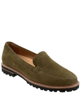 �g���b�^�[�Y ���f�B�[�X �V���[�Y �p���v�X�G�[�h ���[�t�@�[ Trotters Fayth Suede Loafers Olive Suede �I���[�u