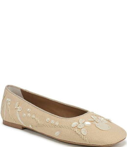 �t�����R�T���g ���f�B�[�X �V���[�Y �p���v�X Sarto by Franco Sarto Flexa Winley Embellished Square Toe Flats Natural