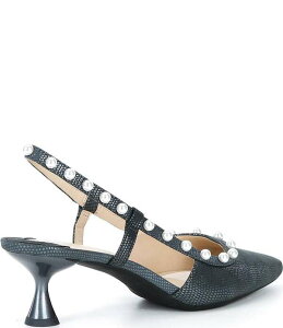 �A���b�N�X�}���[ ���f�B�[�X �V���[�Y �q�[�� Alex Marie Odette Lizard Embossed Pearl Studded Slingback Pumpseaport Navy �l�C�r�[