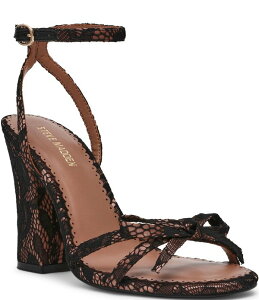 �X�e�B�[�u �}�f�� ���f�B�[�X �V���[�Y �T���_�� �T�e�� �A���N�� ���[�X Steve Madden Hara Satin Lace Bow Detail Ankle Strap Dressandals Black �u���b�N