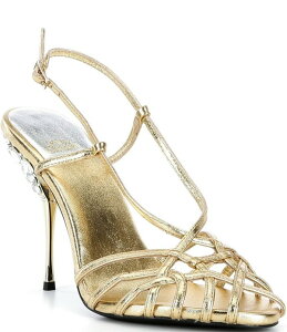�W�F�t���[ �L�����x�� ���f�B�[�X �V���[�Y �T���_�� �g�[�� �q�[�� Jeffrey Campbell Epiphany Metallic Jewel Heel Cagedressandals Gold Combo �S�[���h