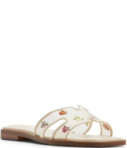 �A���h ���f�B�[�X �V���[�Y �p���v�X �t�����[�� �T���_�� ���b�V�� �h�J �t�����[ ALDO Itsandal Floral Embroidered Mesh Square Toe Slide Sandals Pink �s���N