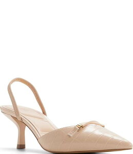 �A���h ���f�B�[�X �V���[�Y �q�[�� ALDO Lianya Croco Embossed Hardware Detail Slingback Pointed Toe Pumps Croco