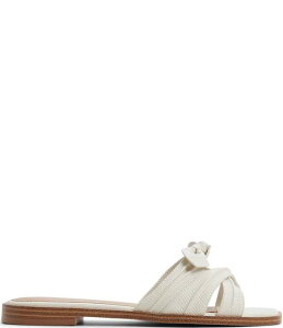 �A���h ���f�B�[�X �V���[�Y �p���v�X �T���_�� ALDO Sunbeam Lizard Embossed Bow Flat Slide Sandals White/Bone �z���C�g