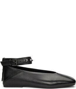 �A�b�V�� ���f�B�[�X �V���[�Y �p���v�X �A���N�� ���U�[ ASH Best Leather Studded Ankle Strap Square Toe Flats Black �u���b�N