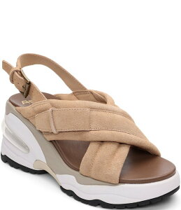 �A�b�V�� ���f�B�[�X �V���[�Y �T���_�� �v���b�g�t�H�[�� �X�G�[�h ASH Delia Suede Sporty Slingback Platform Wedge Sandals Desert