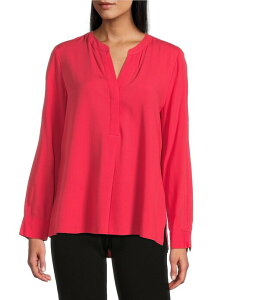 �C���x�X�g�����c ���f�B�[�X �g�b�v�X �V���c �u���E�X Investments Nora Long Sleeve Y-Neck Drapey Twill Blouse Watermelon