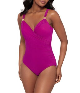 �~���N���X�[�c ���f�B�[�X �g�b�v�X �����s�[�X Miraclesuit Razzle Dazzle Siren Solid Gold Hardware DD-Cup Size Underwire Bra Surplice One Piece Swimsuit Framboise Pink �s���N