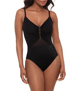 �~���N���X�[�c ���f�B�[�X �g�b�v�X �����s�[�X Miraclesuit Network News Maripos Underwire Bra Tank One Piece Swimsuit Black �u���b�N