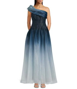�}���P�b�T ���f�B�[�X �g�b�v�X �����s�[�X �m�[�X���[�u Muse by Marchesa Veronica Ombre Organza One Shoulder Sleeveless Gown Blue Ombre �u���[