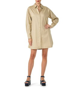 �g���[�i�^�[�N ���f�B�[�X �g�b�v�X �����s�[�X �~�j T�V���c �R�b�g�� Trina Turk Marx Organicotton Sateen Point Collar Long Sleeve Button Front Mini Dress Biarritz Beige �x�[�W��