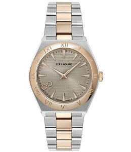 �T�����@�g�[�� �t�F���K�� ���f�B�[�X �A�N�Z�T���[ �r���v T�V���c Salvatore Ferragamo Men's Vega Upper East Quartz Analog Two Tone Stainlessteel Bracelet Watch Two Tone/Gold �S�[���h