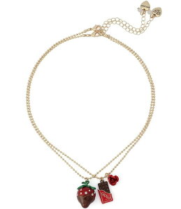 �x�b�c�B�W�����\�� ���f�B�[�X �A�N�Z�T���[ �l�b�N���X�E�`���[�J�[ ���[�X Betsey Johnson Love Spell Chocolate Strawberry Short Pendant Necklace Set Brown/Gold �u���E��