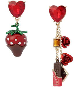 �x�b�c�B�W�����\�� ���f�B�[�X �A�N�Z�T���[ �s�A�X�E�C�������O Betsey Johnson Love Spell Chocolate Strawberry Mismatch Drop Earrings Red ���b�h