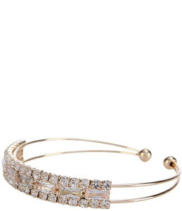 �Z�U���k ���f�B�[�X �A�N�Z�T���[ �u���X���b�g�E�o���O���E�A���N���b�g Cezanne Baguette Row Cuff Bracelet Gold/Crystal �S�[���h