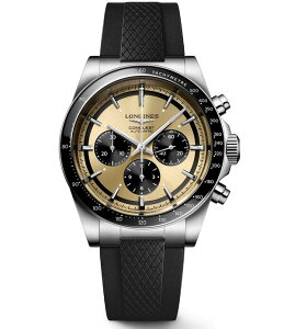 �����W�� ���f�B�[�X �A�N�Z�T���[ �r���v Longines Men's Conquest Automatic Black Strap Watch Black/Goldial �u���b�N