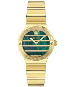 ���F���T�[�` ���f�B�[�X �A�N�Z�T���[ �r���v T�V���c ���S Versace Women's Greca Logo Quartz Analogold Tone Stainlessteel Bracelet Watch Gold/Green Mother Of Pearl �p�[��
