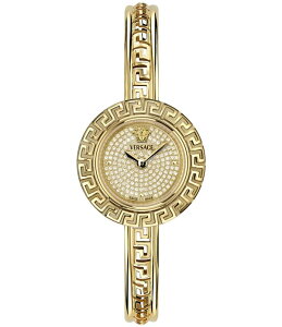 ���F���T�[�` ���f�B�[�X �A�N�Z�T���[ �r���v T�V���c Versace Women's Greca Pendant Diamond Quartz Analog Stainlessteel Bracelet Watch Gold �S�[���h