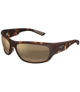 �}�E�C�W�� ���f�B�[�X �A�N�Z�T���[ �T���O���X�E�A�C�E�F�A �v���X�T�C�Y Maui Jimen's Maukele Polarized Plus 2 64mm Rectangle Wrap Sunglasses Dark Matte Havana