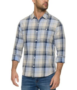 �t���b�O �A���h �A���Z�� �����Y �g�b�v�X �V���c ���B���e�[�W Flag and Anthem Roswell Plaid Vintage Washed Woven Shirt Blue/Navy/Cream �N���[��